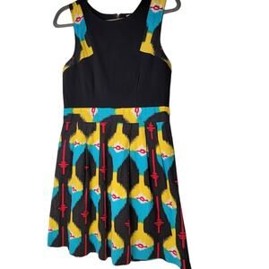 Staring at Stars UO Dress 8 Fit & Flare‎ Geometric Print Black Bodice